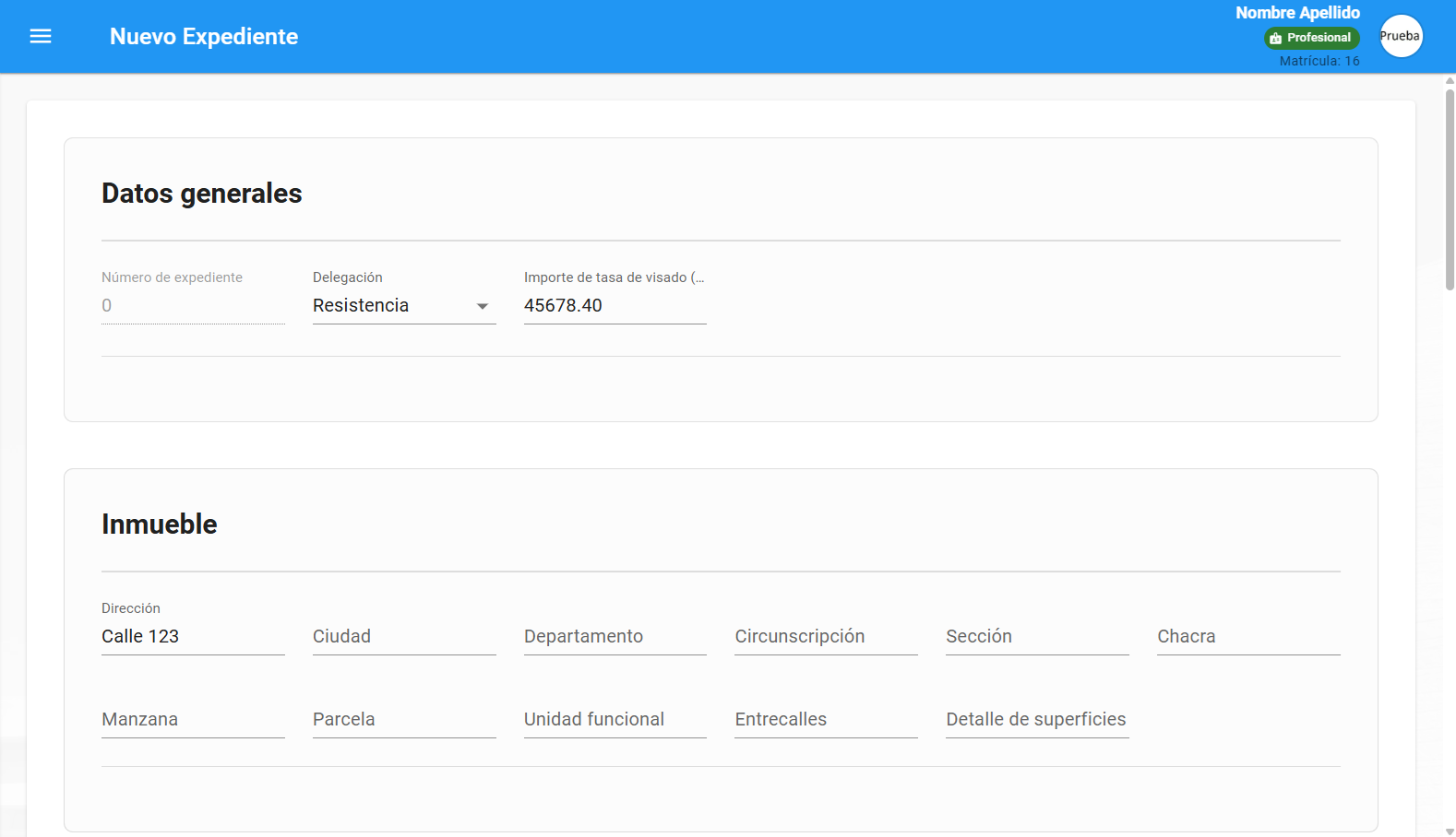 Formulario nuevo expediente