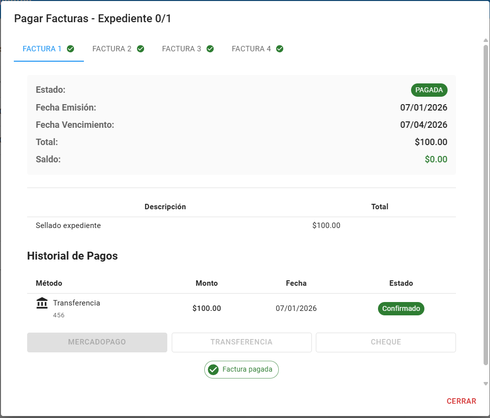 Pagar facturas (tabs)